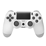 Wireless Game Controller Compatible with PS-4/PC and Included USB Cable-White