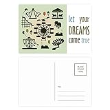 Tamaño: 14,6 cm x 9,8 cm Verde Oscuro Parque de Atracciones Contorno Sueño Ven Verdadero Postal Set Gracias Tarjeta Correo Lado 20pcs