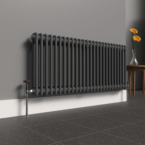 Image of Lux Heat Anthracite Grey Horizontal 2 Column Traditional Radiator 500mm (H) x 1190mm (W)