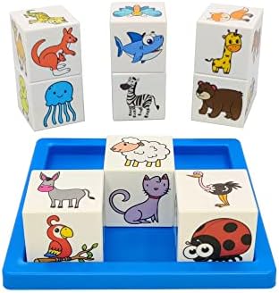 KÜPSS Hayvanat Bahçesi (zoo) - 9 Çıngıraklı Küp 54 Farklı Hayvan Figürü-Bul-Sınıflandır-Diz-Kule Yap -1 yaş oyuncak - Bebek oyuncakları