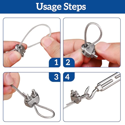 ANBOWEI Wire Rope Clamp M6, 16pcs Cable Clamps Ø 6mm 304 Stainless Steel Wire Rope Grips U Bolt Saddle Clips for Tension Cable, Washing Lines, Garden Fences - Image 5