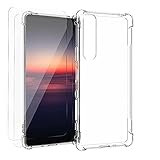 GMUJIAO Coque pour Sony Xperia 1 III,avec 2 * Protecteur D'écran en Verre Trempé [2 en 1],Étui de Téléphone Antichoc en TPU Souple Transparent