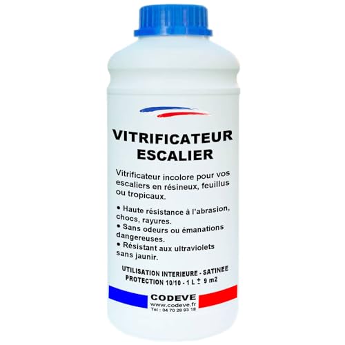 Vitrificateur Escalier - Codeve Bois - 1L - Intérieur - Pour La Protection D'un Escalier En Chêne, Sapin, Hêtre Ou Frêne.