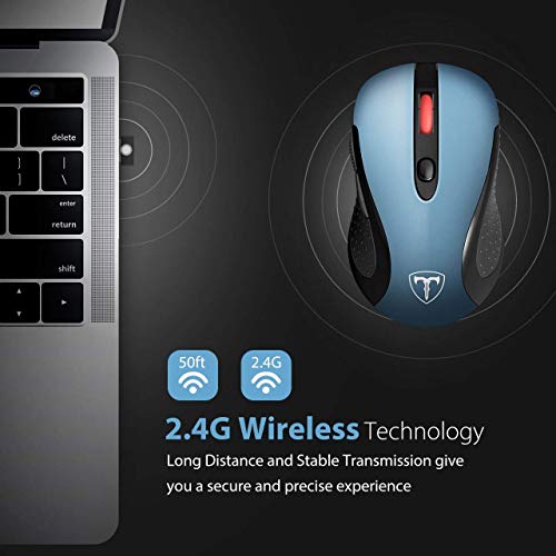 VicTsing Wireless Mouse for Laptop, 2.4G Portable USB Mouse Computer Mouse, Fit Hand Nicely, 5 Adjustable DPI, Page Down/Up Buttons, 20 Months Battery Life , Designed for PC, Desktop, Laptop(Blue)