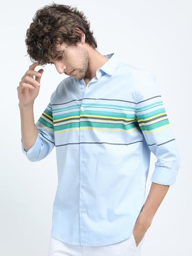 Image of Highlander Men's Slim Fit Striped Shirt | Full Sleeves | Everyday Wear Stylish Shirt for Men