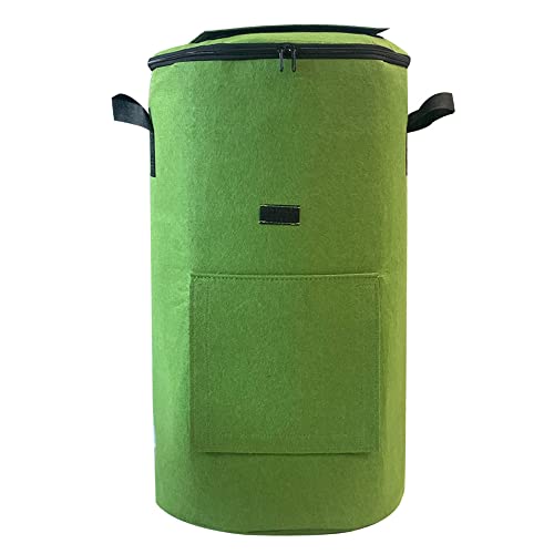 Ykybhx 1PCS 33 Gallons Organic Compost Bag Home Garden Bag Leaf Bag Large Reuseable Heavy Duty Gardening Bags Non-Woven Foldable Garden Waste Compost Bag with Lid Handle Garden Leaf Compost Bins,Green