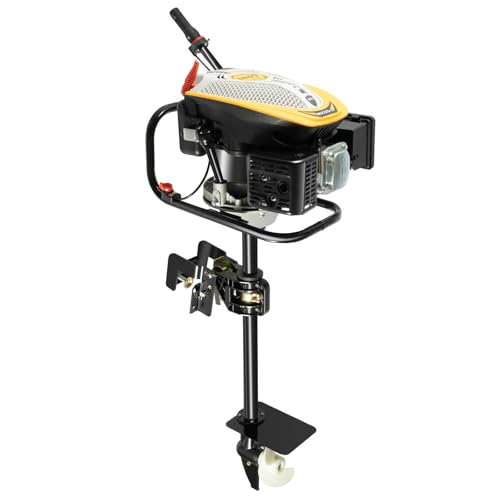 4 Stroke 9HP Outboard Motor, 225CC Outboard Engine Heavy Duty Long Shaft Fishing Boat Engines Marine Engine With Air Cooling & TCI Ignition For Outdoor Adventure Boat Canoe 3800R/Min