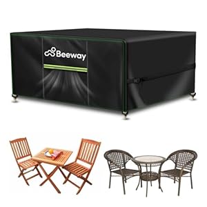 BEEWAY Garden Furniture Cover With Air Vent, Waterproof Patio Rattan Sofa Table Chair Bistro Set Cover - 420D Oxford Fabric, Windproof - Rectangular 125 x 63 x 72cm