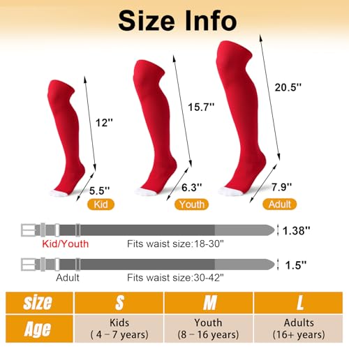 Image of XZQTIVE Baseball Socks and Belt Combo,Over the Knee Softball Socks and Belt,Knee High Football Socks for Kids Youth Adults