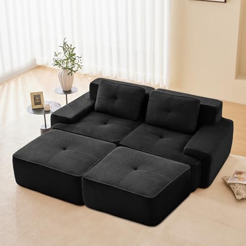 Image of Corduroy Modular Sectional Sofa, Oversized Cloud Couches for Living Room