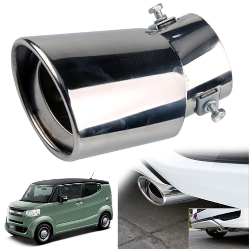 ホンダ N-BOX SLASH 専用 マフラー カッター 車のテールパイプ カスタム 排気口 排気管 外装パーツ ステンレス鋼 塗装工程 防錆 防食 真っ直ぐな口 曲がった口 テールパイプ 排水穴付き 取り付け簡単 装飾アクセサリー(銀,曲)