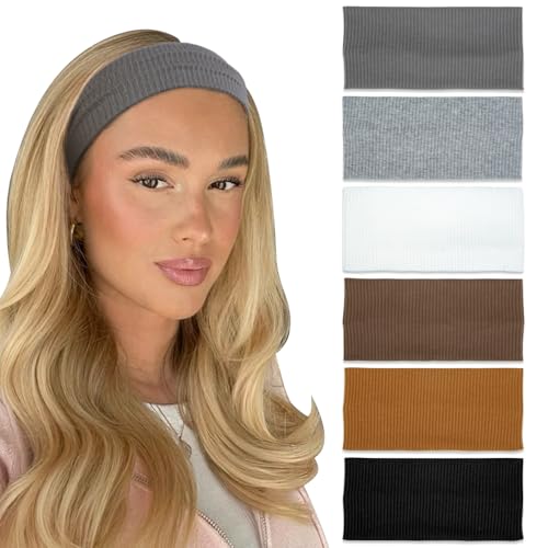 AIBFRID Headbands for Women Non Slip 6Pcs Thick Headbands Fashion Wide Headband Elastic Hairbands for Womens Hair Soft Head Band Workout Yoga Hair Accessories