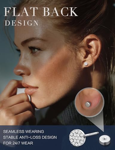 YADOCA 4 Pairs 925 Sterling Silver Flat Back Stud Earrings for Women - image 4