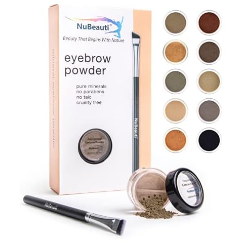 Natural Eyebrow Powder Eyebrow Kit – Mica Brow Powder Eyebrow Makeup Kit with Professional Angled Eyebrow Brush – 10 Natural Shades – No Parabens or Chemicals – Eyebrow Shaper Kit by NuBeauti Cover