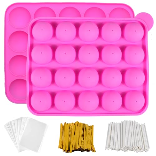 301 Stück Cake Pop Form Set, Silikon Cake Pop BackformIdeal, mit 20 Kavitäten Silikon, 100 Sticks, 100 Wrapper, 100 Twist Ties
