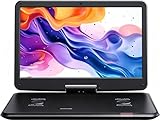Yoton 17.5" Portable DVD Player with 15.6" HD Swivel Screen for Car and Kids, 4-6 Hours Working Time with Built-in Battery, Dual Stereo Speakers, USB/SD/AV/Audio Support [Not Support Blu-Ray]