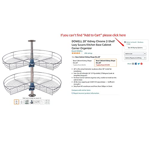 Dowell 28" Kidney Chrome 2-Shelf Lazy Susans Kitchen Base Cabinet Corner Organizer #TOP6