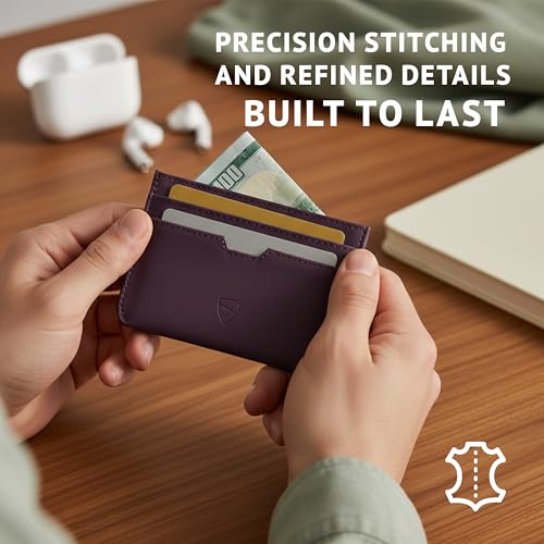 Image of Vaultskin MOORGATE Slim Card Holder - Minimalist Leather Wallet with RFID Blocking, Front Pocket Credit Card Case for Men & Women