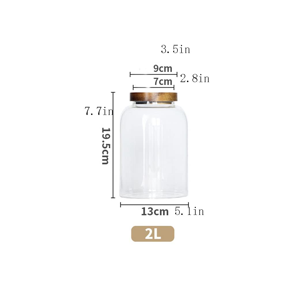 YYDS Vorratsdose für die Küche, transparent, luftdicht, mit luftdichtem Deckel, geeignet für Kaffeekekse (Fassungsvermögen: 1,3 Liter/2 Liter/2,8 Liter), Lebensmittelbehälter (Größe: 2 l)