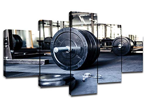 Cuadro de gimnasio en lienzo y decoración de pared con pesas para dormitorio de hombres