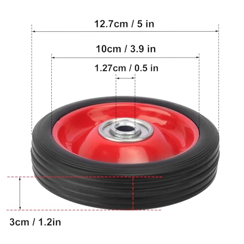 4 Ruedas de Goma 5 Pulgadas con Rodamiento de Bolas miniatura 2