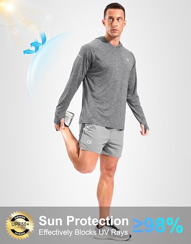 Image of Men's Sun Protection Hoodie Shirts Long Sleeve UPF 50+ Swim Shirts for Men Rash Guard Fishing Shirt Quick Dry