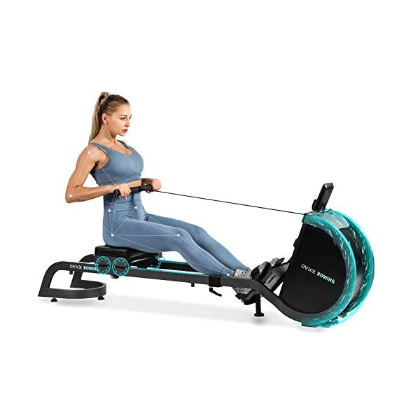 OVICX R100 Foldable Home Rower with Adjustable Foot Plate, Extra Long Track, and 16 Point Intensity Levels for Full-Body Workouts