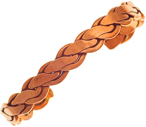 Pulsera de cobre trenzada natural sin imanes para mujer y hombre, elegante pulsera de cobre, 11 month, Cobre Cover