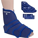 KingPavonini Ankle Foot Ice Pack Wrap for Sprained Ankle/Surgery Recovery, Reusable Gel Ice Packs for Feet Injuries, Plantar Fasciitis, Achilles Tendonitis, Hot/Cold Therapy, XL (1 Wrap+4 Gel Packs)