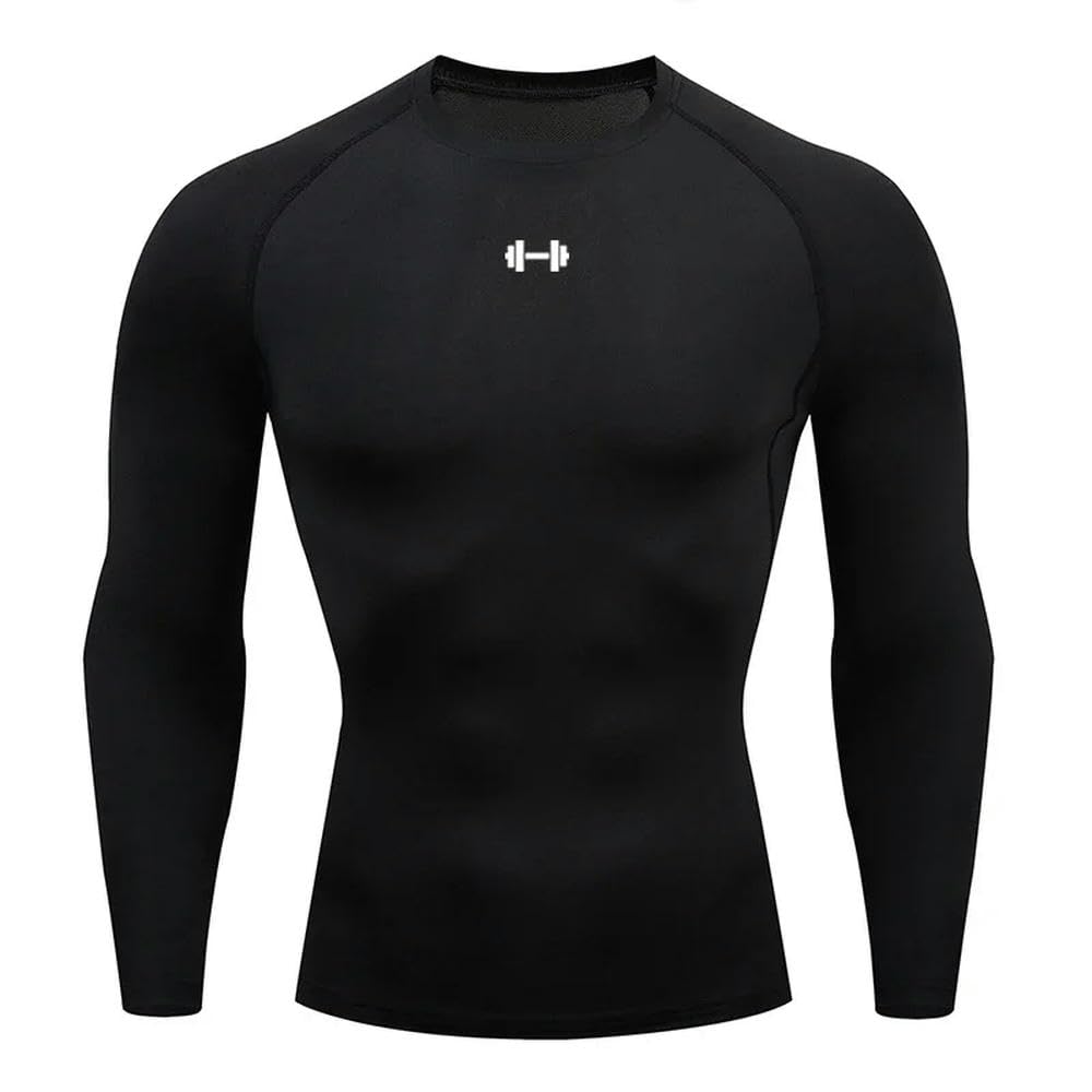 DYRBF - Camiseta de compresión para hombre, ropa deportiva de verano, camiseta para correr, elástica, de secado rápido, para deportes, gimnasio, entrenamiento