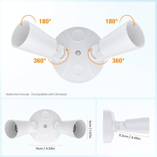 Onforu 2-Pack Adjustable Twin PAR Holder, Outdoor Flood Light Fixture Max 300W (Bulbs Not Included), Switch Controlled Security Lights, Exterior Flood Lighting for Garage, Driveway, Porch by Onforu - Used condition - Image 8