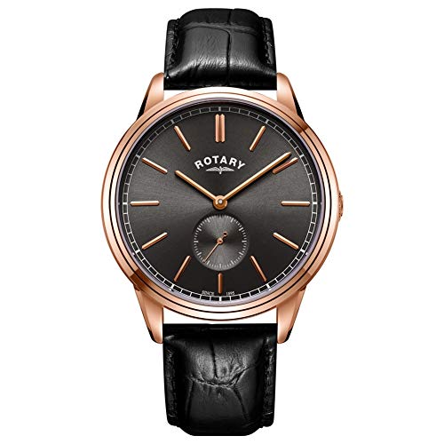 Rotary Herren Cambridge Lederband Roségoldfarbene Uhr GS05364/20