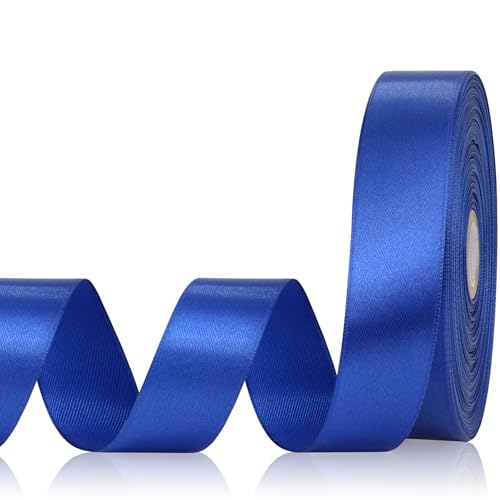 Sagaat Blue Ribbon 1 Inch 60 Yards Royal Blue Satin Ribbon for Gift Wrapping Flower Bouquet Graduation Lei Crafts Baby Shower DIY Bows and Wedding Decorations