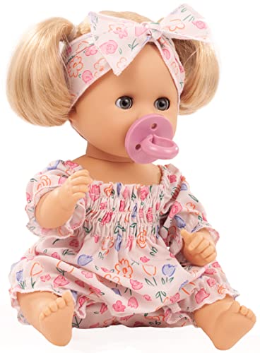 Götz 2353252 Sleepy Aquini BliBlaBlume – 33 cm große Badepuppe mit blauen Schlafaugen, Blonde Haare in 4 teiligem Set – Babypuppe ab 3 Jahren