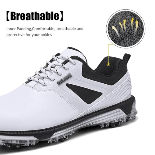 Image of ULTIANT Men's Golf Shoes Fixed Nailless Sole Waterproof Lightweight No-Slip Walking Shoes