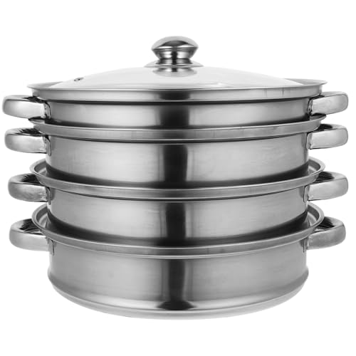 Cabilock 1Pieza Olla Vaporera Multifuncional Inoxidable Cuatro Resistente y Espaciosa Para Cocción Verduras