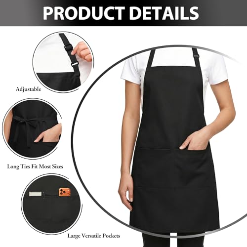 Image of BOHARERS 2 Pack Cooking Kitchen Aprons with 2 pockets Unisex Adjustable Chef Apron for Women Men