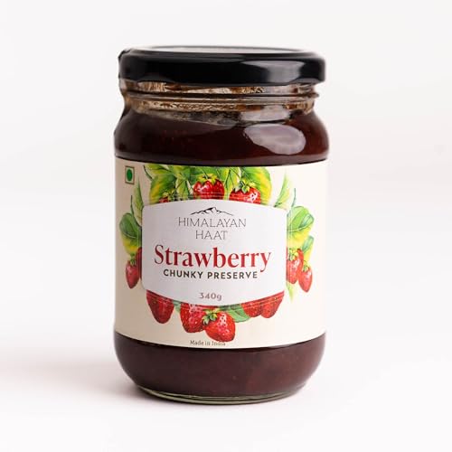 Image of Himalayan Haat Chunky Strawberry Preserve - Low Sugar Jam | 70% Real Strawberries, Made with Khand | No Preservatives or Artificial Ingredients | 340g