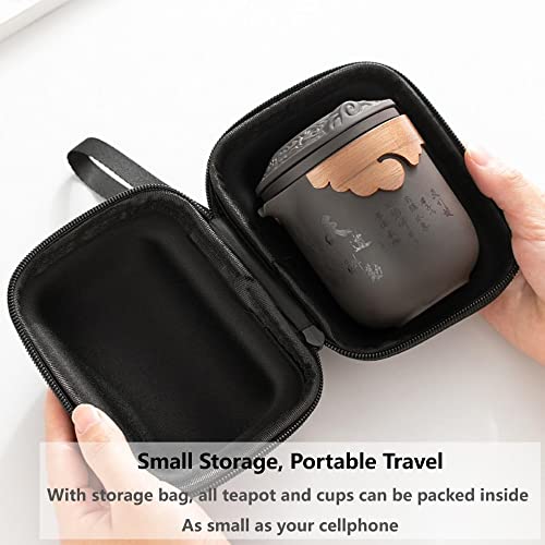Generic FH-058036 Portable Travel Tea Sets With Case, Tea Infuser Chinese Kung Fu Teapot, 1 Pot 6 Mini Cups For Multiple Enjoying, 100% Handmade Purple Clay Teapot thumb #3