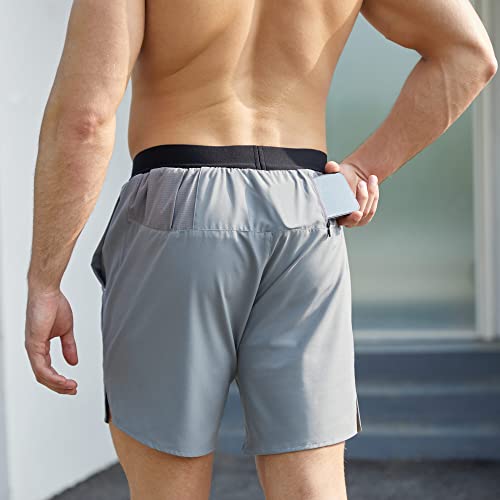 Grtxin Men's 2 In 1 Running Shorts, 7" Quick Dry Gym Athletic Shorts For Men, Workout Shorts With Zip Pockets And Towel Loop (Grey-M) #TOP6