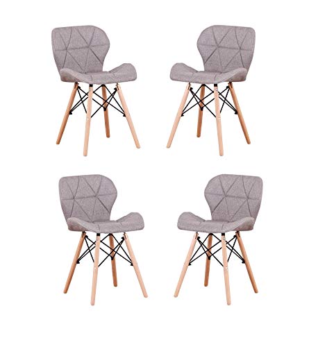 Lot de 4 chaises radar en bois massif avec dossier doux Rouge Cover