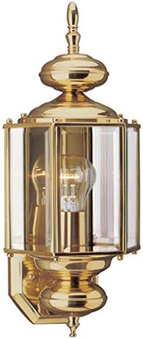 Sea Gull Lighting 8510-02 Classico Outdoor Wall Lantern Outside Fixture, 25.5 in Height, Polished Brass