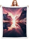Atardecer Manta Sofa Invierno, Montaña Manta Ponderada 150x200cm Cobijas de Invierno de Sensación de Cachemira, Suave Acogedora Cálida y Esponjosa, Blankets para Sofá y Cama, Regalo A-3088