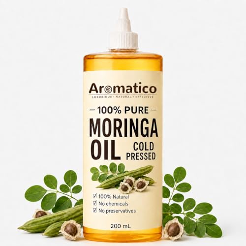 Image of AROMATICO Moringa Oil for Face, Hair and Body, Multipurpose Carrier Oil for Skincare, Scalp Massage, Dry Skin Care and Natural Glow Routine - 200ml