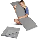 Snuggle-Pedic Body Pillow for Side Sleepers for Adults - Full Body Maternity Pillow Support Legs, Belly & HIPS - Shredded Memory Foam & Cooling Pregnancy Pillow Cover 20x54 Gray