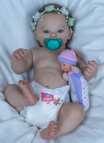 Zero pam Reborn Baby Vollsilikon Lebensecht, Silikon Baby Mädchen-45CM Lebensechte Babypuppen Puppe Echt Reborn Puppen Lebensecht Silikon Babys Echt Aussehende – Bild 3