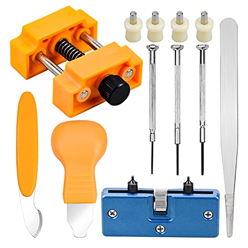 YUENX 8Pcs Outil Ouverture Montre Kits et Outils de Réparation Support de boîtier de Montre Montre Demontage Barre à Ressort, Brucelles pour Ouvrir Montre Boîtier Visse Etanchee Fond Visse Réparation Cover