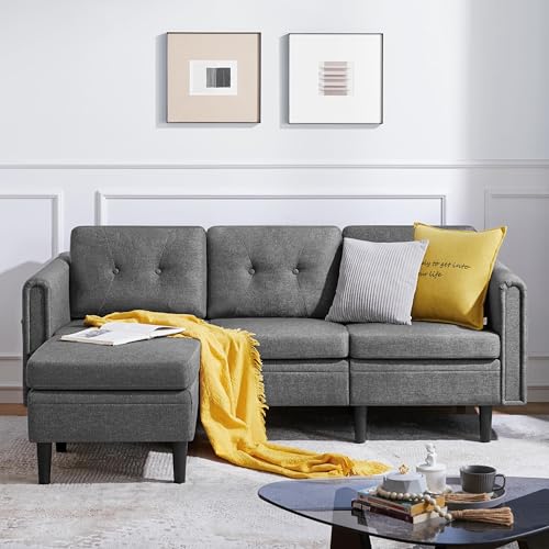 Yaheetech 3-Sitzer Sofa mit Ottomane Modernes Ecksofa Bequeme Couch Schlafcouch Sessel L-Form Rechts/Links fürs Wohnzimmer/Schlafzimmer/Gästezimmer Hellgrau Yaheetech 3-Sitzer Sofa mit Ottomane Modernes Ecksofa Bequeme Couch Schlafcouch Sessel L-Form Rechts/Links fürs Wohnzimmer/Schlafzimmer/Gästezimmer Hellgrau