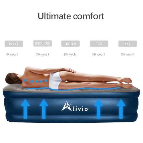 Alivio Inflatable Air Bed, Single Airbed Air Mattress Built in Pump (99 x 192cm) - 6