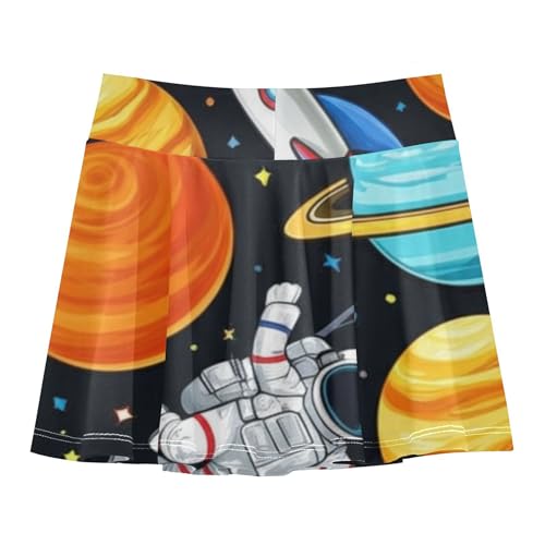 Joisal Girls' Shorts Athletic Skorts Cartoon Colorful Planets Space Tennis Skirts for Kids Personalized Girl Skort 3t2